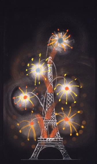 Illuminations de la tour Eiffel et feux d'artifice, Exposition internationale des arts et des techniques, Paris 7e, 1935-1937
