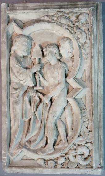 Moulage d’un bas-relief du portail de la chapelle haute de la Sainte-Chapelle, Paris, scène de la Genèse